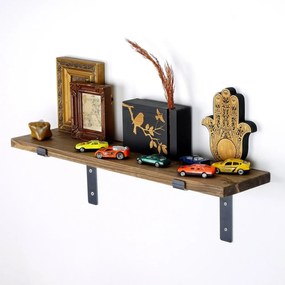 Raft din lemn Lam002 Negru 60x16x14 cm