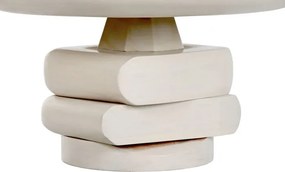 Măsuță de cafea rotundă din lemn de mango, alb, cu bază din volume suprapuse, finisaj mat, 39 x 80 cm, „Lerano” – Ethnic Collections