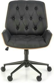Scaun birou GAVIN, nuc/negru, piele ecologica/metal, 60x65x90/100 cm
