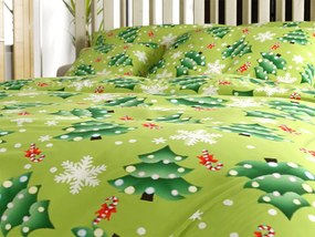 Lenjerie de pat din microfibra CHRISTMAS TREE verde Dimensiune lenjerie de pat: 2 buc 70 x 90 cm | 200 x 220 cm