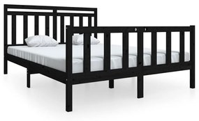 3100972 vidaXL Cadru de pat, negru, 160x200 cm, lemn masiv