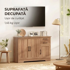 HOMCOM Mobilă bucătărie cu 2 sertare și 2 dulapuri cu rafturi reglabile, stejar | Aosom Romania