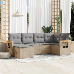 vidaXL Set canapele de grădină cu perne, 6 piese, bej, poliratan