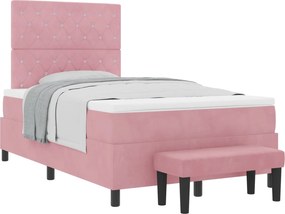 vidaXL Pat cu arcuri cu saltea cu headboard Roz 120 x 200 cm Catifea