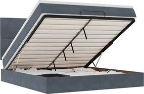 vidaXL Cadru de pat otoman cu saltele Gri închis 180x200cm catifea