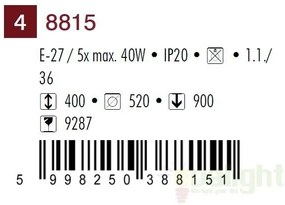 Candelabru 5 brate diametru 52cm Flossi 8815 RX
