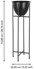 Ghiveci de flori metalic Eglo 428035 SHIKABE 73x23,5 cm negru