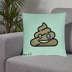 Perna Decorativa Emoji Poop Funny, 40x40 cm, Verde Menta, Husa Detasabila, Perna Inclusa, BEKZ®