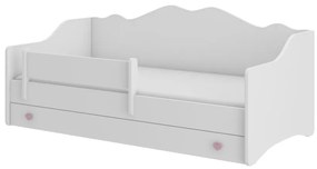 Expedo Pat pentru copii MEKA C + saltea, 80x160, alb/roz