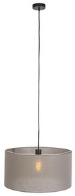 Lampă suspendată de țară neagră cu nuanță taupe 50 cm - Combi 1