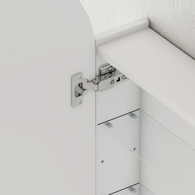 HOMCOM Dulap de perete pentru baie cu oglindă, corp pentru baie fără ramă în arc și etajere reglabile din sticlă, alb | Aosom Romania