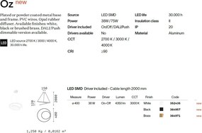 Lustra LED suspendata design circular OZ SP D040 ON-OFF OTTONE 3000K