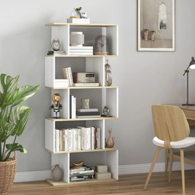 HOMCOM Bibliotecă stil scandinav mobilier de depozitare 5 rafturi anti-răsturnare Încărcare 25 kg aspect lemn & Alb | Aosom Romania