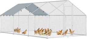 PawHut Coteț Exterior Mare din Oțel Galvanizat 5,1x3x1,9 m 15,3 m² cu Husă din Material Oxford și Încuietoare Argintiu | Aosom Romania