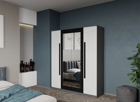 Dulap dormitor 4 usi Gri cu Alb+oglinda 164,4 x 192,5 cm - Dallas