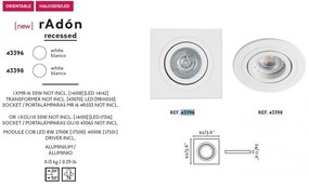 Rama spot directionabil, incastrabil, alb, dim. 9,2x9,2cm RADON-C, 43396