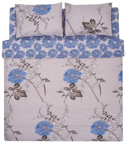 Lenjerie de pat dubla Flo, Heinner Home, 4 piese, 200x220 cm, 100% bumbac, albastru