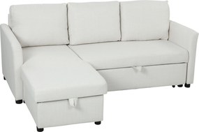 HOMCOM Divan Extensibil pentru 3 Persoane cu Șezlong Convertibil, Divan Rabatabil cu Compartiment de Depozitare și 3 Perne Detașabile, Material Textil cu Efect de In, Living, 192x148x86cm, Crem | Aosom Romania