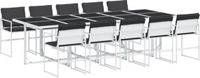 vidaXL Set mobilier de grădină, 11 piese, cu perne, alb, textilenă