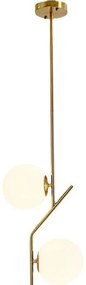 Lustra Pendul Sticla, , Cu Abajur, 2 X E14, Inaltime Reglabila, Gold