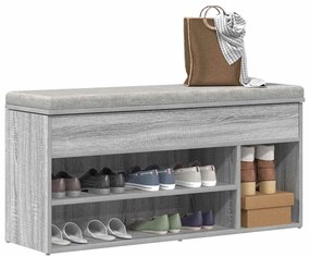 vidaXL Bancă de pantofi, gri sonoma, 102x30,5x45 cm, lemn prelucrat