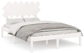 3104839 vidaXL Cadru de pat mic dublu, alb, 120x190 cm, lemn masiv