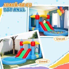 AIYAPLAY Castel Gonflabil Trambulină 4 în 1, Tobogan, 415x205x190cm, Multicolor | Aosom Romania