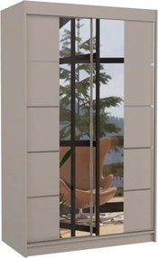 Dulap Dormitor Genua ADRK 120 x 200 cm cu Uși Glisante și Oglindă | Design Modern | Spații de Depozitare Generoase (Culoare: Negru / Alb)