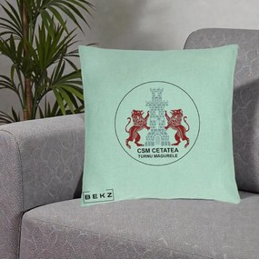 Perna Personalizata CSM Cetatea Turnu Magurele Fotbal, 40x40 cm, Verde Menta, Husa Detasabila, Perna Inclusa, BEKZ®