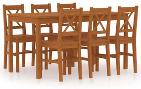 Set mobilier de bucatarie, 7 piese, maro miere, lemn de pin