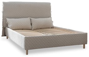 Pat matrimonial bej tapițat și somieră 160x200 cm Sleepy Luna – Miuform