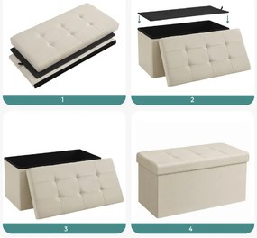 Taburet cu spatiu depozitare OTTOMAN 76x38 cm, crem