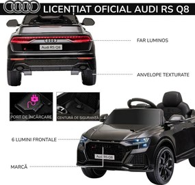 HOMCOM Mașină Electrică pentru Copii Audi RS Q8, 6V, 2 Motoare, Telecomandă, PP, 101x62x51 cm, Negru | Aosom Romania