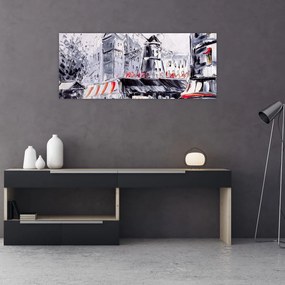 Tablou - Strada din Paris, pictură în ulei (120x50 cm)