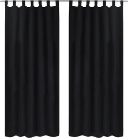 vidaXL Draperii micro-satin cu bride, 2 buc, 140 x 175 cm, negru