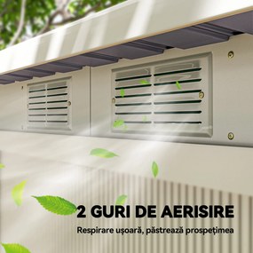 Outsunny - Depozit de grădină din oțel cu 2 orificii de aerisire și 2 uși culisante, 280x130x172 cm, gri deschis | Aosom Romania