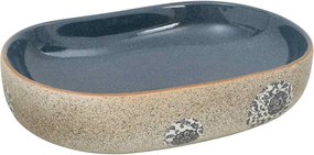 vidaXL Lavoar de blat, nisipiu și albastru 59x40x14 cm, ceramică, oval