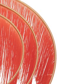 Plafoniera orientala aurie cu abajur roz cu franjuri - Franxa