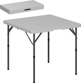 Outsunny Masă de Camping Pliabilă cu 2 Înălțimi Reglabile, 86x86x74 cm, Alb | Aosom Romania
