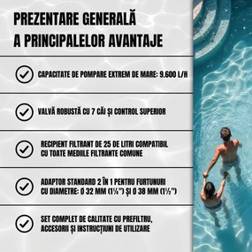Sistem de filtrare cu nisip pentru piscină AQUA 9 600 l/h, albastru Monzana
