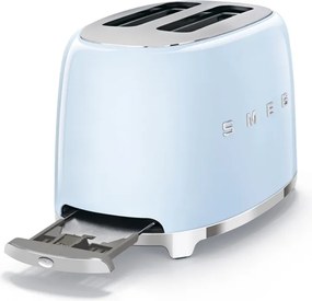 Prajitor de paine SMEG 50's Style TSF01PBEU, 950 W, 2 felii, 6 trepte, Tava pentru firimituri, Cablu integrat, Otel inoxidabil, Albastru