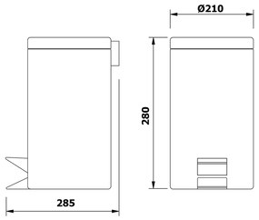 Coș de gunoi AQUALINE 27105 Simple line rotund 5l, oțel inoxidabil