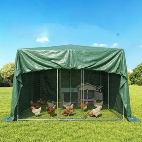 Outsunny Prelată impermeabilă pentru exterior 4x6 m Prelată PE 90 g/m² Protecție UV cu ocheți întăriți pentru lemne, mobilier de grădină, Verde | Aosom Romania