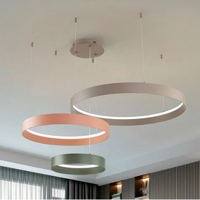 Lustra cu 3 inele colorate LED CCT si telecomanda Halos