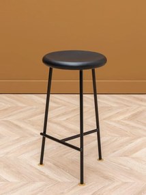 Scaun de bar pentru insulă din lemn de mango și metal, albastru, cu șezut rotund, 60,5 x Ø 32,5 cm, „Motta”