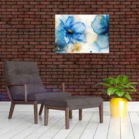 Tablou pe sticlă - Floral, pictură cu cerneală (70x50 cm)