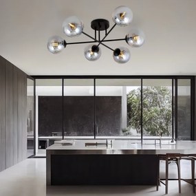 Lustră pe tijă ROMA 6xE14/10W/230V negru/fumuriu