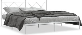 vidaXL Cadru de pat metalic cu tăblie, alb, 180x200 cm