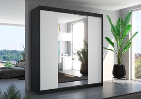 Dulap cu usi glisante si oglinda 200x200 cm, Perqs, ADRK Furniture (Culoare: Alb / Alb)