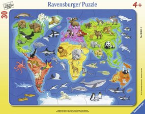 PUZZLE HARTA LUMII CU ANIMALE, 30 PIESE - RAVENSBURGER (RVSPC06641)